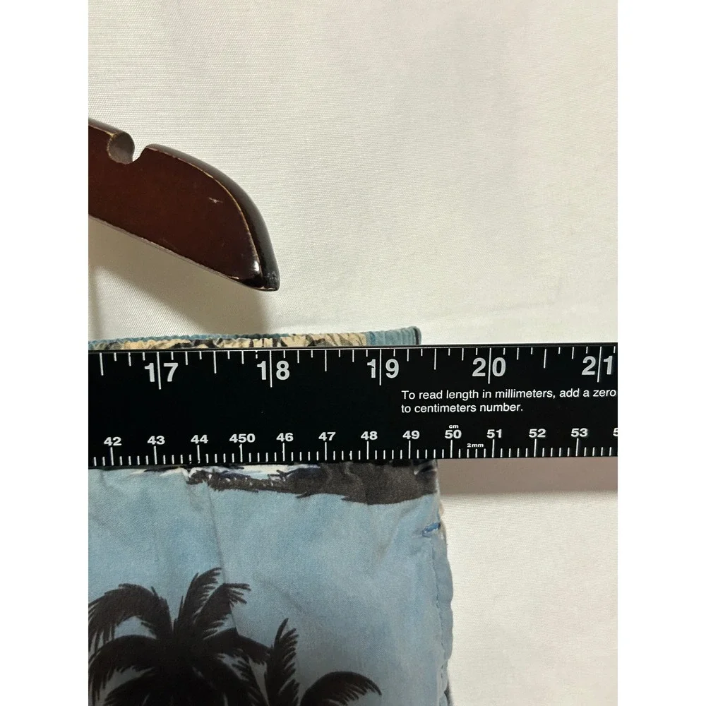 Roundtree & Yorke Mens Y2K Blue Tropical Island Palm Tree Swim Trunks Size M